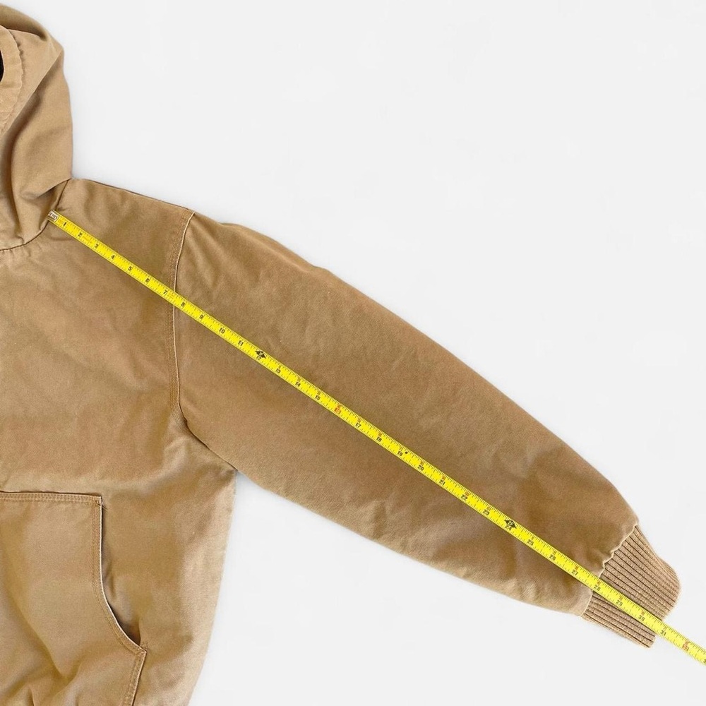 Vintage Falls Creek Tan Canvas Hooded Work Jacket M Workwear Chore Zippered - Picture 6 of 8